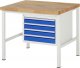 Werkbank höhenverstellbar 8133A1 | B1000xT900xH840-1040mm | 4xSchublade-VA