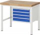 Werkbank höhenverstellbar 8133A1 | B1000xT700xH840-1040mm | 4xSchublade-VA