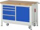 Werkbank mit Fahrgestell 8470 | B1250xT700xH880mm | 4xSchublade-VA | 1xTür Werkbank mit Fahrgestell 8470 | B1250xT700xH880mm | 4xSchublade-VA | 1xTür