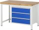 Werkbank höhenverstellbar 8257A1 | B1250xT700xH840-1040mm | 3xSchublade-VA