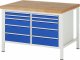 Werkbank höhenverstellbar 8480A2 | B1250xT900xH840-1040mm | 10xSchublade-VA