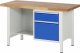 Werkbank höhenverstellbar 8451A2 | B1500xT700xH840-1040mm | 2xSchublade-VA