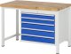 Werkbank höhenverstellbar 8271A1 | B1250xT700xH840-1040mm | 5xSchublade-TA Werkbank höhenverstellbar 8271A1 | B1250xT700xH840-1040mm | 5xSchublade-TA