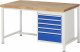 Werkbank höhenverstellbar 8168A1 | B1500xT900xH840-1040mm | 5xSchublade-VA