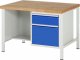 Werkbank höhenverstellbar 8451A2 | B1250xT900xH840-1040mm | 2xSchublade-VA