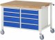 Fahrbare Werkbank 8477 | B1250xT900xH880-1080mm | 8xSchublade-VA