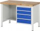 Werkbank höhenverstellbar 8453A2 | B1250xT700xH840-1040mm | 4xSchublade-TA Werkbank höhenverstellbar 8453A2 | B1250xT700xH840-1040mm | 4xSchublade-TA