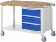 Fahrbare Werkbank 8157 | B1250xT700xH880-1080mm | 3xSchublade-VA