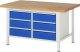 Werkbank höhenverstellbar 8473A2 | B1500xT900xH840-1040mm | 6xSchublade-VA