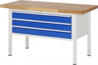 Werkbank höhenverstellbar 8327A2 | B1500xT700xH840-1040mm | 3xSchublade-VA