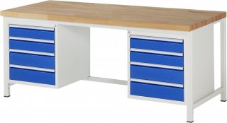 Werkbank höhenverstellbar 8181A1 | B2000xT900xH840-1040mm | 8xSchublade-VA