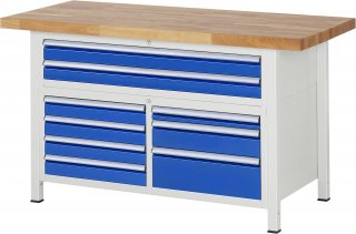 Werkbank höhenverstellbar 8923A2 | B1500xT700xH840-1040mm | 9xSchublade-VA