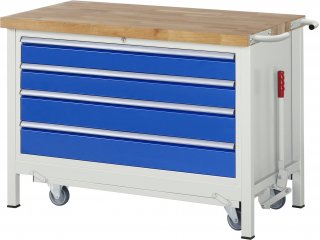 Werkbank mit Fahrgestell 8362 | B1250xT700xH880mm | 4xSchublade-TA