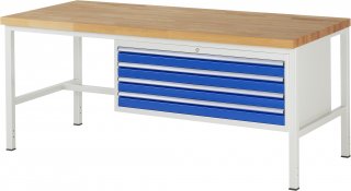 Werkbank höhenverstellbar 8333A1 | B2000xT900xH840-1040mm | 4xSchublade-VA