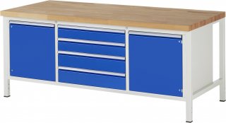 Werkbank höhenverstellbar 8752A2 | B2000xT900xH840-1040mm | 4xSchublade-TA | 2xTür