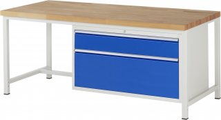 Werkbank höhenverstellbar 8356A1 | B2000xT900xH840-1040mm | 2xSchublade-VA