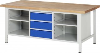Werkbank höhenverstellbar 8565A2 | B2000xT900xH840-1040mm | 3xSchublade-VA