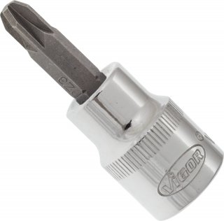VIGOR Pozidriv Schraubendreher-Einsatz ∙ V2289N ∙ 3/8 Zoll (10 mm) Vierkant hohl ∙ Pozidriv Profil PZ ∙ SW PZ3