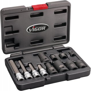 VIGOR Bremssattel-Verschraubungs Satz ∙ V7158 ∙ 12-teilig ∙ 7 – 22 mm ∙ Anzahl Werkzeuge: 12