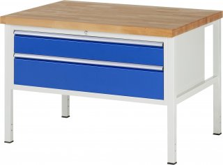 Werkbank höhenverstellbar 8323A2 | B1250xT900xH840-1040mm | 2xSchublade-VA