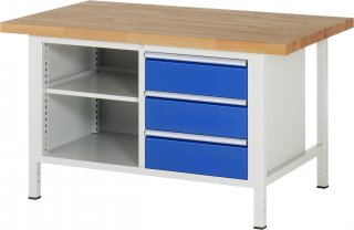 Werkbank höhenverstellbar 8462A2 | B1500xT900xH840-1040mm | 3xSchublade-VA