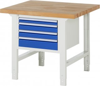 Werkbank höhenverstellbar 7132A1 | B1000xT900xH790-1140mm | 4xSchublade-VA