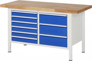 Werkbank höhenverstellbar 8479A2 | B1500xT700xH840-1040mm | 9xSchublade-VA