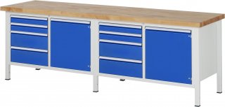 Werkbank höhenverstellbar 8470A2 | B2500xT700xH840-1040mm | 8xSchublade-VA | 2xTür