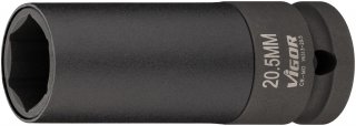 VIGOR Schlagschrauber Steckschlüssel ∙ V6313-20.5 ∙ 1/2 Zoll (12,5 mm) Vierkant hohl ∙ Außen Sechskant Profil ∙ 80 mm