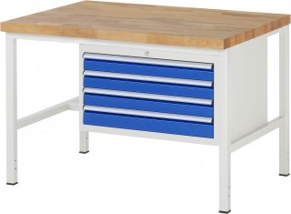 Werkbank höhenverstellbar 8233A1 | B1250xT900xH840-1040mm | 4xSchublade-VA
