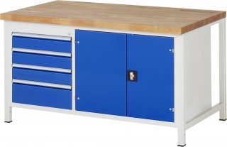 Werkbank höhenverstellbar 8905A2 | B1500xT900xH840-1040mm | 4xSchublade-TA | 1xTür