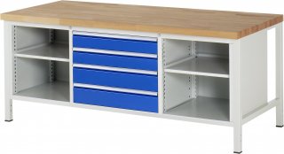 Werkbank höhenverstellbar 8751A2 | B2000xT900xH840-1040mm | 4xSchublade-TA
