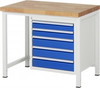 Werkbank höhenverstellbar 8171A1 | B1000xT700xH840-1040mm | 5xSchublade-VA