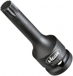 VIGOR Schlagschrauber Schraubendrehereinsatz ∙ V7018-M12 ∙ 1/2 Zoll (12,5 mm) Vierkant hohl ∙ Innen Vielzahn Profil XZN ∙ SW M12