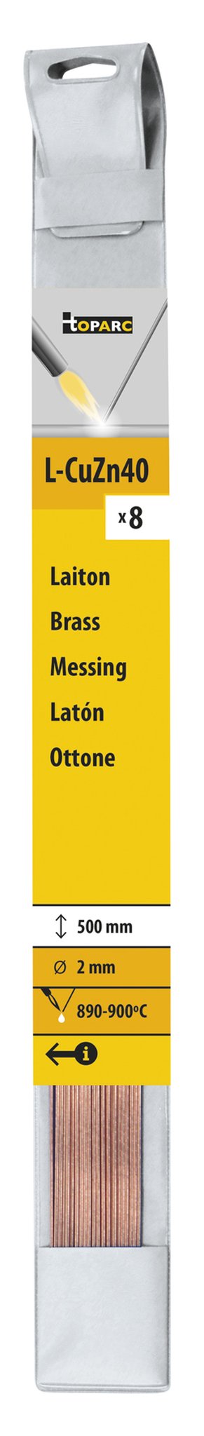 8 Messing-Lötstäbe - Ø 2,0 mm - L. 500 mm