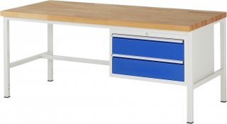 Werkbank höhenverstellbar 8225A1 | B2000xT900xH840-1040mm | 2xSchublade-VA