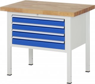 Werkbank höhenverstellbar 8233A2 | B1000xT700xH840-1040mm | 4xSchublade-VA