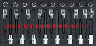 VIGOR T Schraubendreher-Einsatz Satz ∙ V5095 ∙ 1/2 Zoll (12,5 mm) Vierkant hohl ∙ Innen TORX® Profil ∙ 26-teilig ∙ T20 – T70 ∙ A