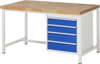 Werkbank höhenverstellbar 8162A1 | B1500xT900xH840-1040mm | 4xSchublade-VA