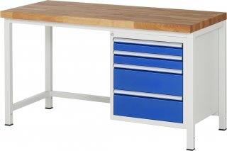 Werkbank höhenverstellbar 8161A1 | B1500xT700xH840-1040mm | 4xSchublade-VA