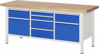 Werkbank höhenverstellbar 8572A2 | B2000xT700xH840-1040mm | 8xSchublade-VA