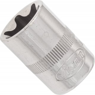 VIGOR Steckschlüsseleinsatz ∙ V2615N ∙ 3/8 Zoll (10 mm) Vierkant hohl ∙ Außen TORX® Profil ∙ SW E18