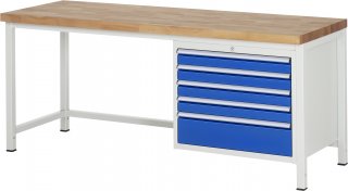 Werkbank höhenverstellbar 8268A1 | B2000xT700xH840-1040mm | 5xSchublade-VA