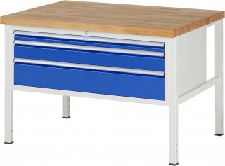Werkbank höhenverstellbar 8326A2 | B1250xT900xH840-1040mm | 3xSchublade-VA