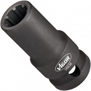 VIGOR Steckschlüsseleinsatz ∙ V6636 ∙ 1/2 Zoll (12,5 mm) Vierkant hohl ∙ Rillenprofil ∙ SW 14 mm