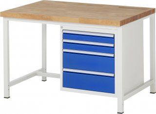 Werkbank höhenverstellbar 8161A1 | B1250xT900xH840-1040mm | 4xSchublade-VA