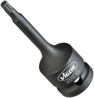 VIGOR Innenvielzahn Schlagschrauber Schraubendreher-Einsatz (XZN) ∙ V7018-M5 ∙ 1/2 Zoll (12,5 mm) Vierkant hohl ∙ Innen Vielzahn