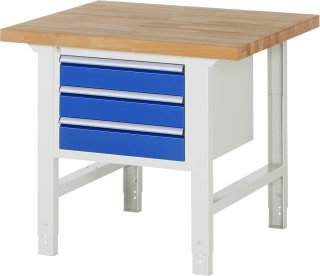 Werkbank höhenverstellbar 7127A1 | B1000xT900xH790-1140mm | 3xSchublade-VA