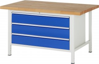 Werkbank höhenverstellbar 8357A2 | B1500xT900xH840-1040mm | 3xSchublade-VA