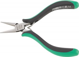 Elektronik-Flachrundzange L.130mm Kopf poliert Griffe 2-Komponenten-Griffe